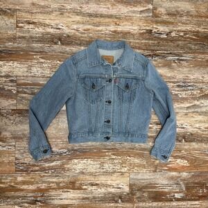 Vintage Levi's Denim Jacket Womens Large Trucker Cropped Type 3 Blue Size Medium